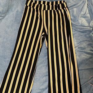 EUC black white and yellow striped pants